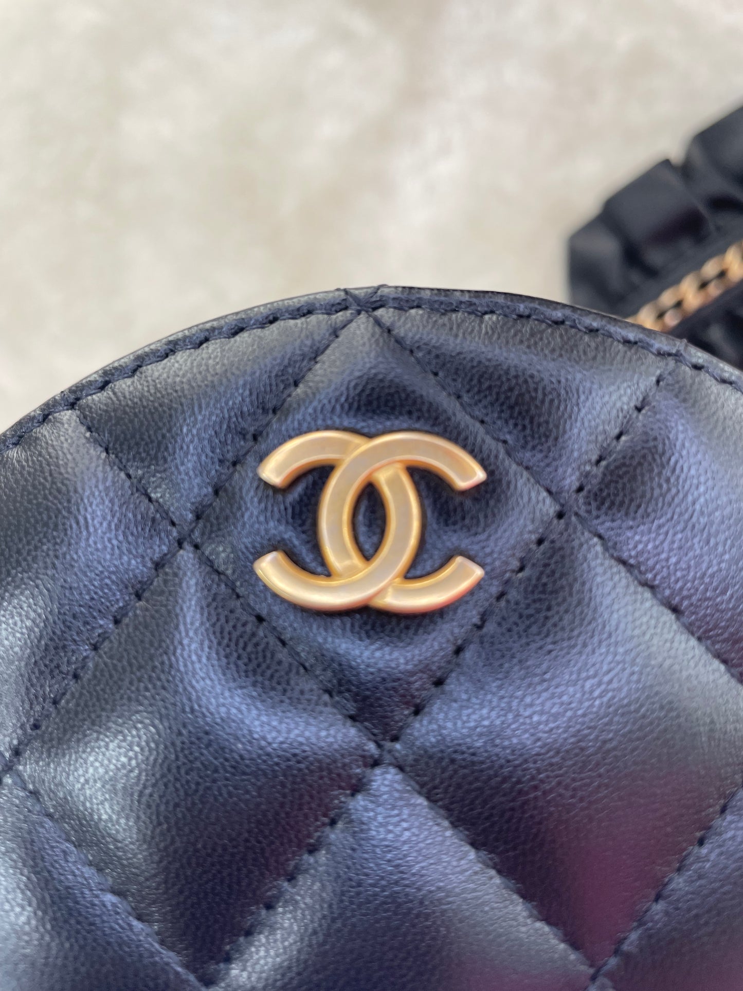 Chanel black round evening bag